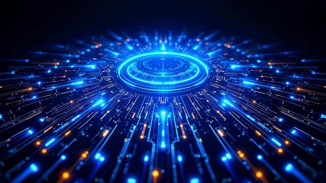 Abstract digital circuit with glowing lines