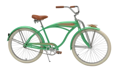 Fotobehang Fiets Isolated cruiser bicycle on display, classic bike with step-through frame, vintage, green  © Elena