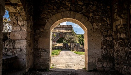 Fototapeta premium Stone archway overlooks path