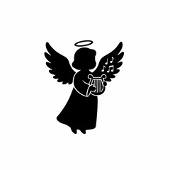 vector image of a small angel silhouette with a white background