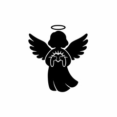 vector image of a small angel silhouette with a white background