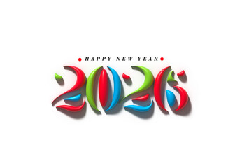 2026 Happy New Year Text Typography Design 