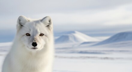 Arctic Fox in Snowy Landscape.