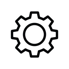Gear, cog, mechanical, industrial, black and white, minimalist, simplistic, line art, icon, symbol