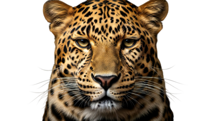 Close up portrait of a majestic leopard s face displaying intricate spotted fur and intense gaze