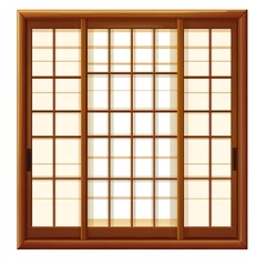 Traditional Japanese Shoji Sliding Door with Wooden Frame and Paper Panels, Interior Design Element