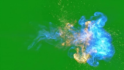 Illuminated abstract sculpture with dynamic light play with pulsating abstract form with glowing effect ad_ready green screen