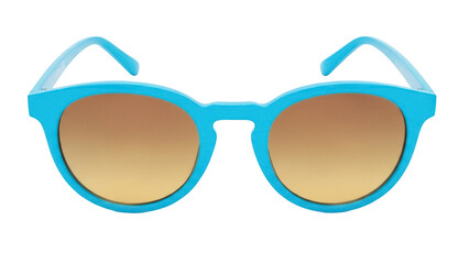 Isolated turquoise sunglasses with gradient brown lenses, fashion accessory, eye protection