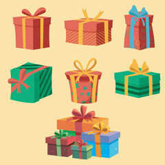Set of colorful gift boxes ilustration vector