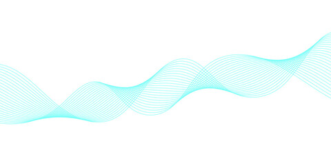 Abstract cyan wave line background with elegant flowing curves and subtle digital motion, designed as a minimalist light blue pattern on transparent for modern technology and digital layouts.