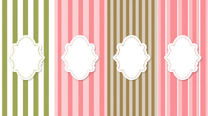 Four Vertical Backgrounds with Stripes and Shadowed Frames