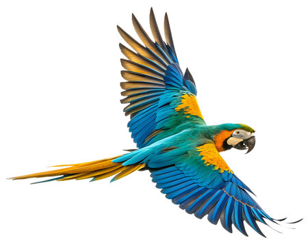 colorful flying parrot ,isolated on transparent background png