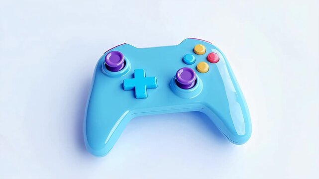 Colorful game controller on white background