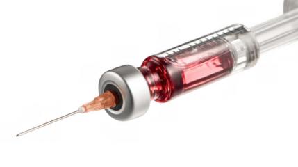Doctor is holding a syringe containing medication, preparing for injection, with transparent background for easy integration into medical or healthcare related designs
