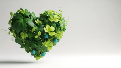 Lush green heart shaped foliage with vibrant leaves and stems