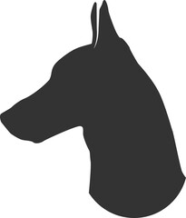 Black doberman dog head silhouette profile