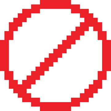Pixel art prohibition symbol in red circle
