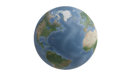Isolated Earth showing continents, oceans, weather patterns, and the curvature of the globe