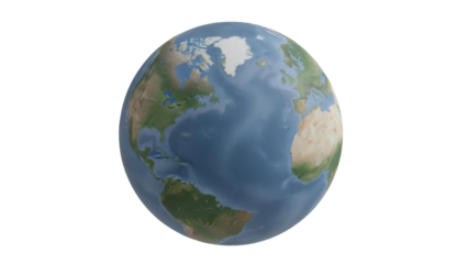Isolated Earth showing continents, oceans, weather patterns, and the curvature of the globe