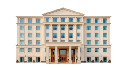 Isolated exterior view of a modern building featuring elegant architectural design and windows