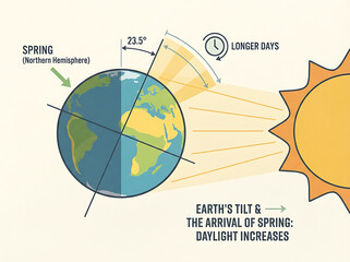 Earth's tilt and the arrival of spring with increasing daylight hours