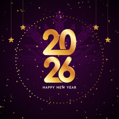 Happy new year 2026 violet color greeting background