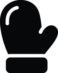 Obraz premium Black Silhouette Icon of a Mitten on a White Background glove winter