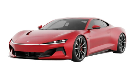 Isolated Red Sports Car Design Concept on No Background Surface in Side Front View Angle © Nuria