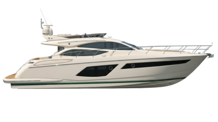 Isolated modern luxury motor yacht, side view nautical vessel, watercraft for rich lifestyle