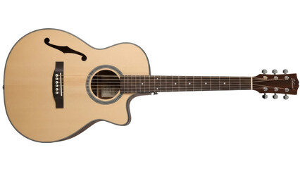 Isolated guitar instrument with strings and fingerboard, musical equipment for musicians