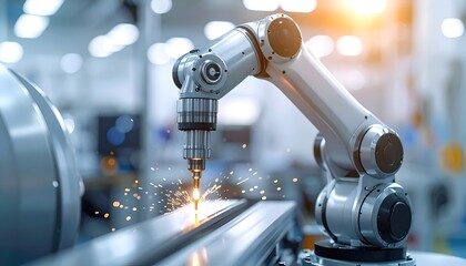 Industrial Robotic Arm in Smart Manufacturing Factory