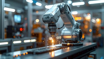 Industrial Robotic Arm in Smart Manufacturing Factory