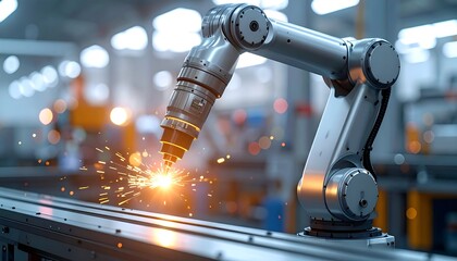 Industrial Robotic Arm in Smart Manufacturing Factory