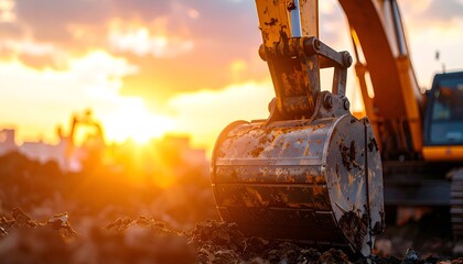 Heavy Excavator Working at Construction Site