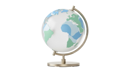 Isolated globe model showing continents and oceans, modern office desktop accessory