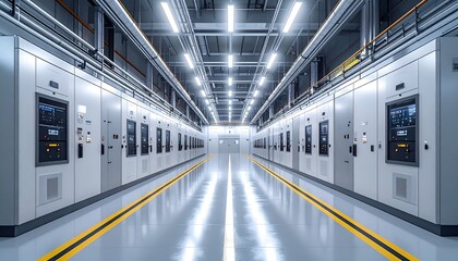 Modern Manufacturing Floor Interior with Production Lines