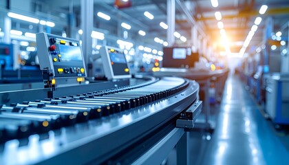 Automated Factory Conveyor Belt System in Modern Industrial Facility