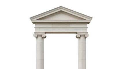 Isolated Classic Architecture Portico with Columns and Pediment for Building Entrance Project