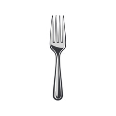 Elegant Silver Fork Utensil Shiny Kitchenware Cutlery Isolated on White Dinner Tableware