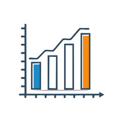 Bar Chart Showing Ascending Data with Line Graph Overlaid Depicting Growing Financial Trends