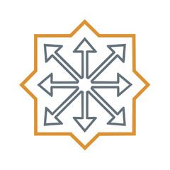 Fototapeta premium Directional Arrows Radiating from Center of an Eight Point Star