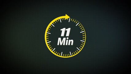 11 Minutes Circular Countdown Timer Animation for Corporate Workflow Monitoring, Digital Interface Design, UI Motion Graphics and Time Control - Powered by Adobe