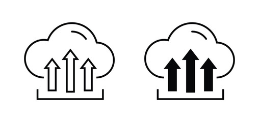 Cloud upload icon. Cloud backup. Data synchronization symbol. Cloud computing sign. Uploading icon