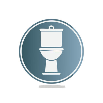 Toilet symbol inside a gradient circle, simple graphic of a restroom fixture for hygiene and facility sign design