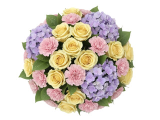 Isolated Pastel Bouquet with Roses and Hydrangeas for Springtime Floral Design, Wedding Themes