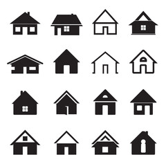 A set of black vector house icon. Property design and logo