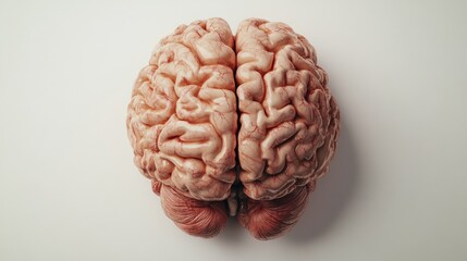 A detailed dissection of a human brain with visible suture lines and gyri. An educational image suitable for medical texts or presentations.