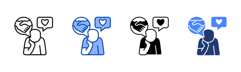 Thinking icon set multiple style collection