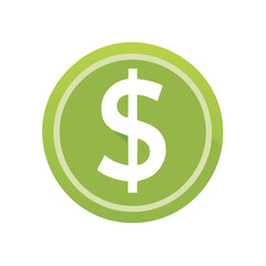 Obraz premium Green Coin with Dollar Sign Represents Financial Concept and Business Investment