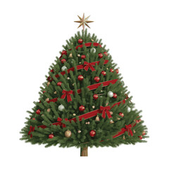 Festive Christmas Tree with Ornaments and Star Topper